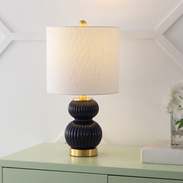 Daphne 20" Ribbed Metal/Glass LED Table Lamp